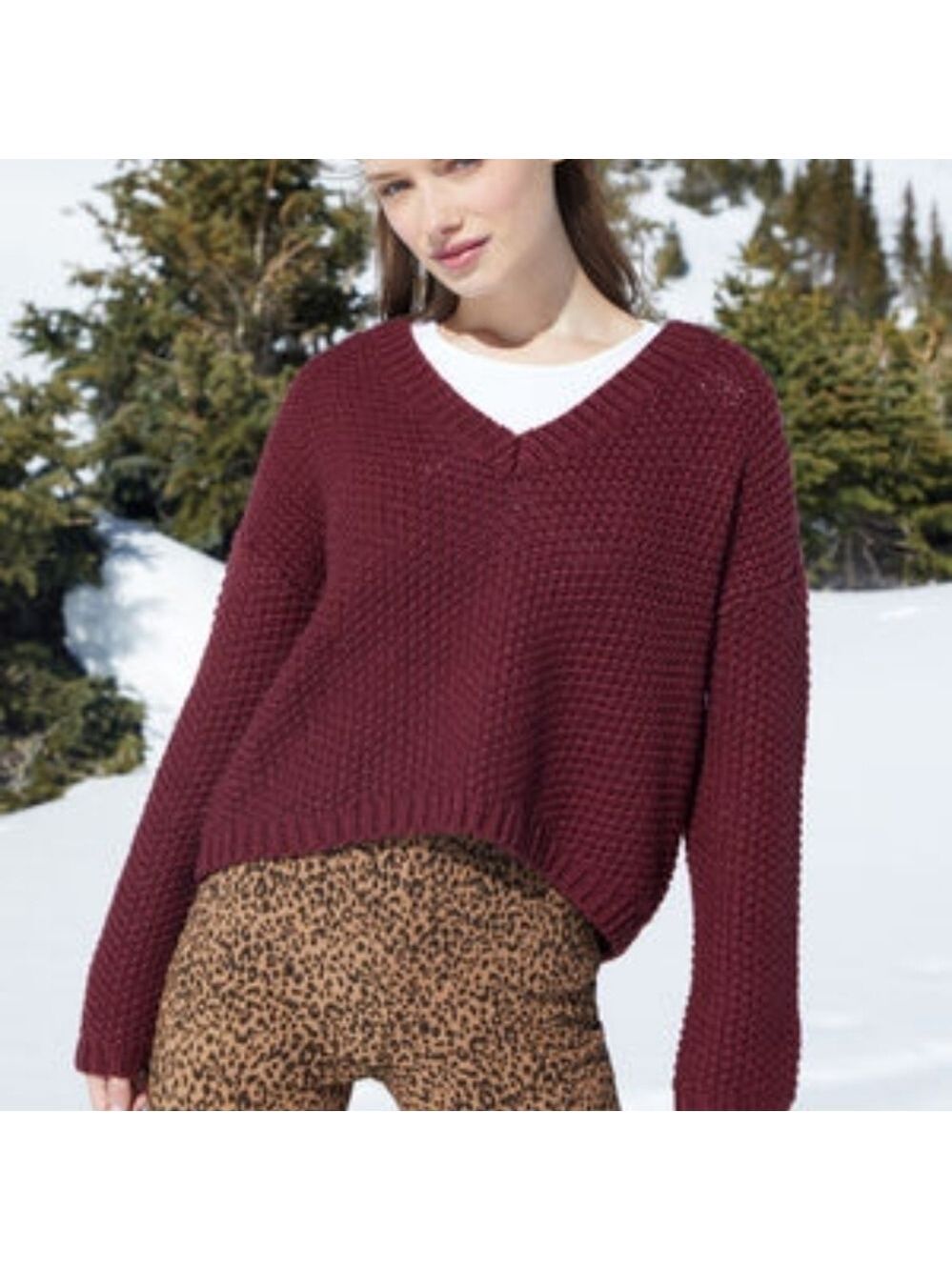 PACSUN L.A. HEARTS BURGUNDY SWEATER SIZE SMALL